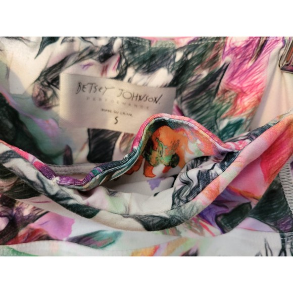 Betsey Johnson Performance Women's Pink/White Floral Leggings S - Picture 3 of 6